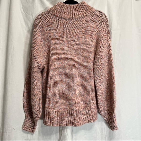 Ann Taylor Marled Mock Neck Knit Sweater Pink Multi Shimmer - Picture 2 of 8